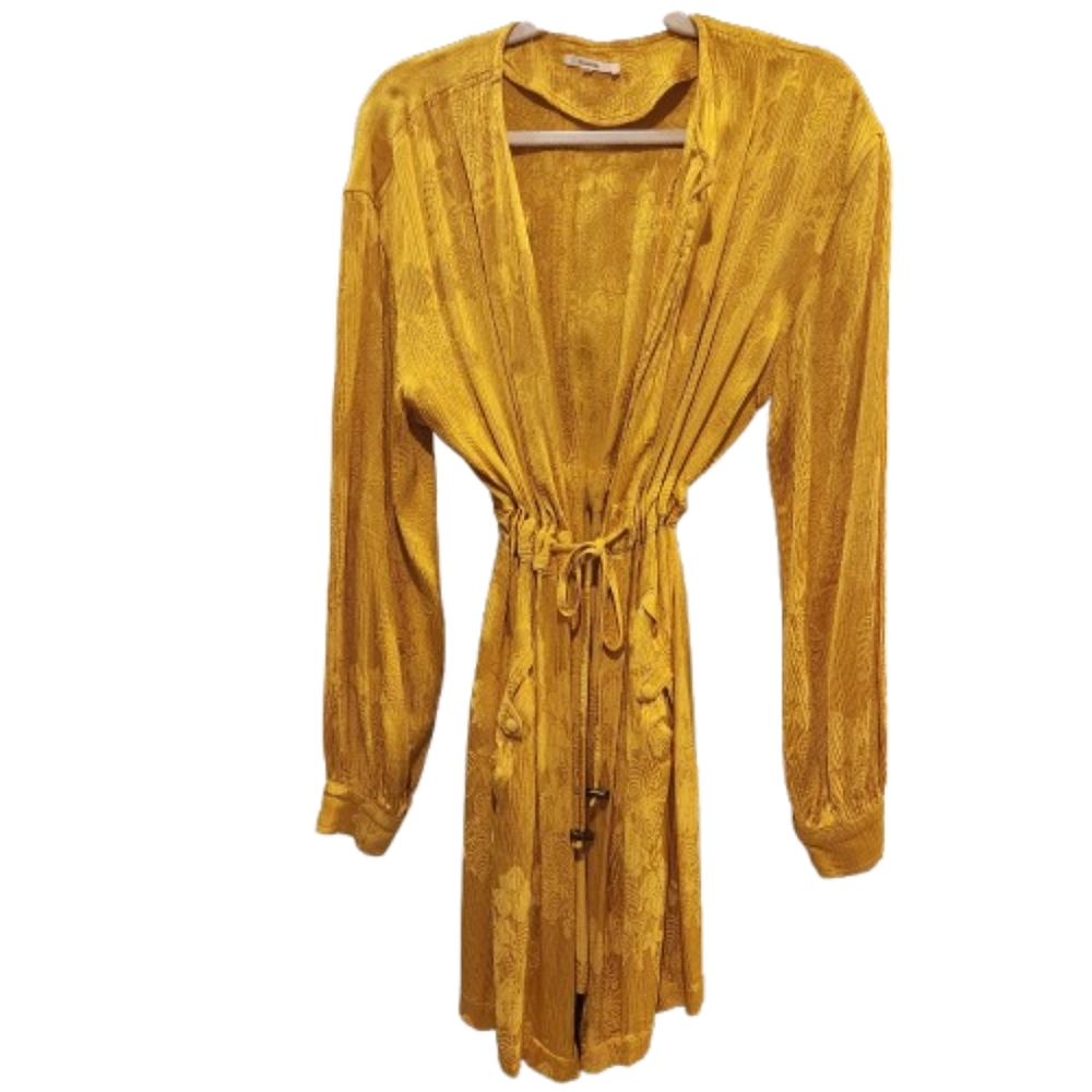 Tularosa Yellow Robe with V-Neck and Tie Waist Size Small